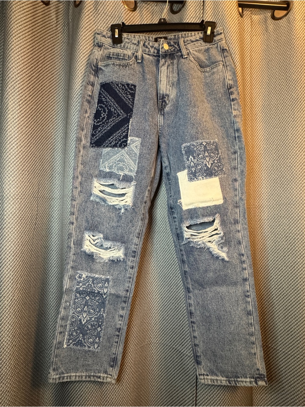 Simple Society Patchwork Ripped Blue Jeans